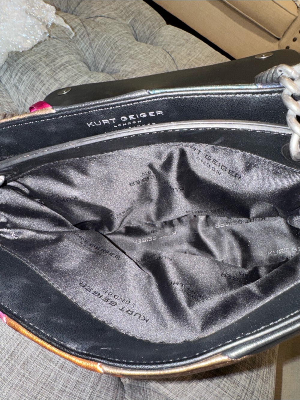 Kurt Geiger Bag Large Kensington Leather Metallic Multicolor Shoulder Bag NWT - Picture 15 of 17